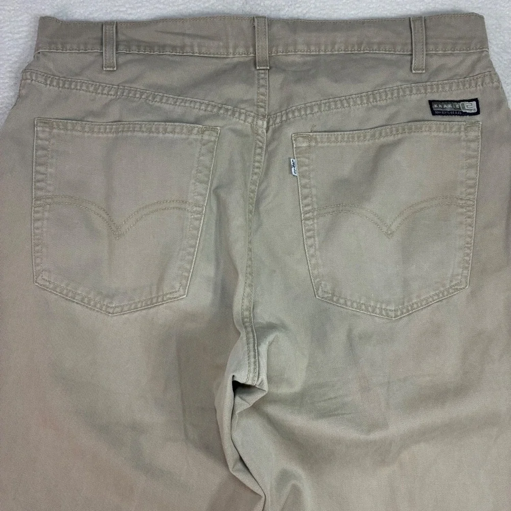 Vintage Levis L2 Khakis Chino Pants Men 36x34 Beige Baggy Wide Leg Relaxed 90s
